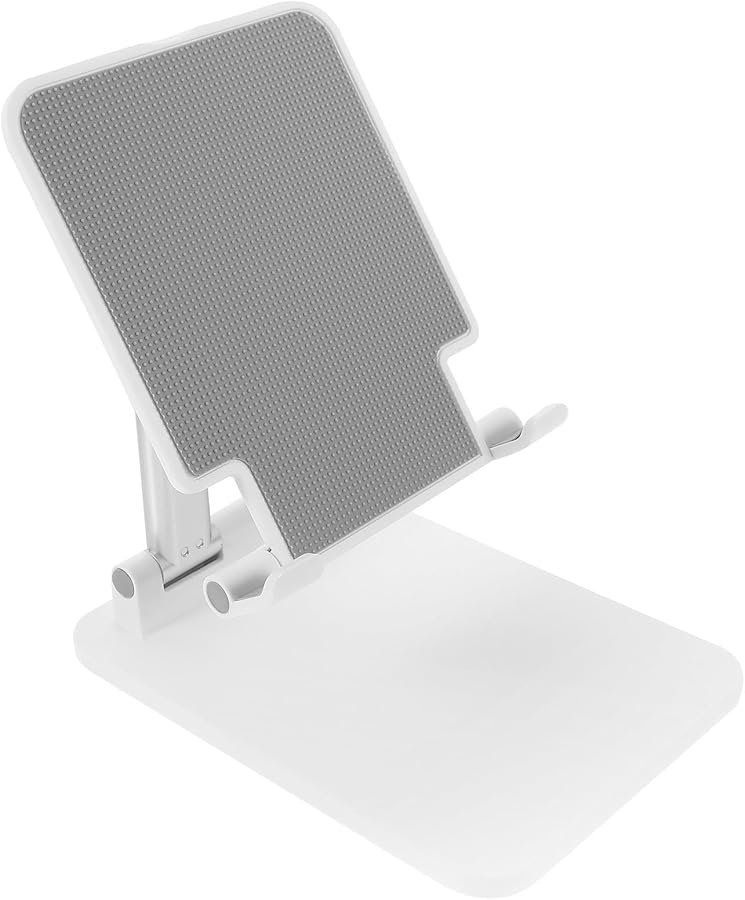 Adjustable Tablet Holder And Phone Stand Foldable Aluminum Alloy Dual Joint Rotation Pearl White